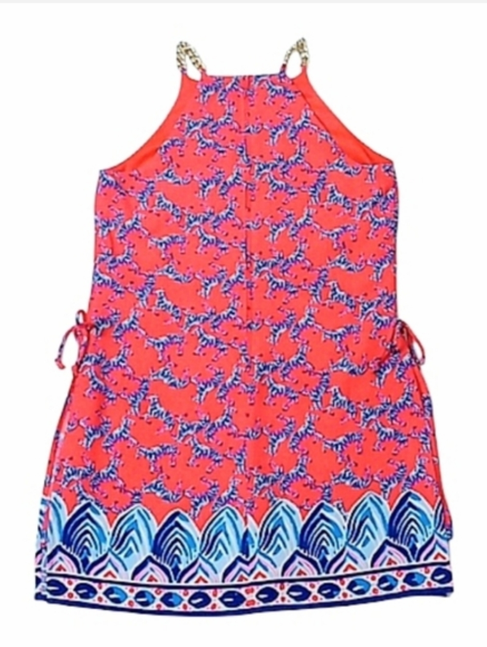 Lilly Pulitzer Pearl Romper Picante Coral Heebee Zeebees Size 8 Like New - Picture 10 of 16